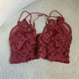 Free People Burgundy Lace Bandeau